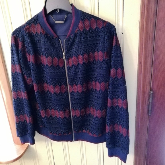Trina Turk Luxury Lace Bomber Jacket, XL - Picture 4 of 11